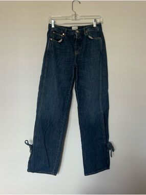 Closed Dark Blue Straight-Leg Jeans with Ankle Ties